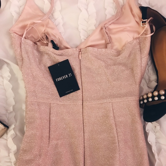 Forever 21 Pink Metallic Cami Bodycon Dress Small - Picture 3 of 5